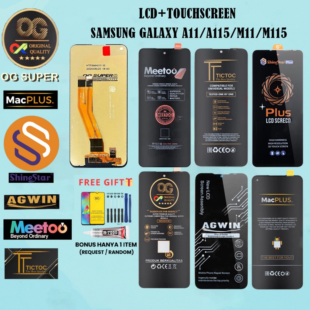 LCD TOUCHSCREEN SAMSUNG GALAXY A11 / A115 / M11 / M115 BLACK FULL SET ORIGINAL