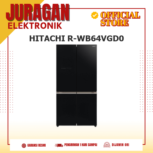 HITACHI R-WB64VGD0-GBK Kulkas French Bottom Freezer Side By Side  569L WB64VGD0