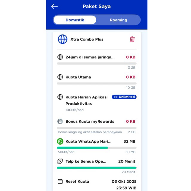 Kartu perdana XL Paket Xtra Combo Plus 10gb Unlimited