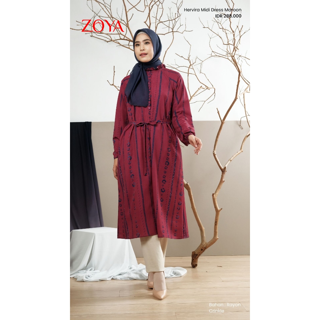 Zoya HERVIRA SHIBORI MIDI DRESS -Rayon Crinkle Wudhu Friendly-Busui Frindly