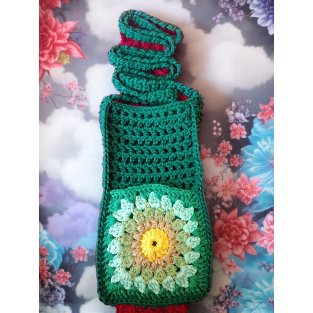 tas hp ukuran 17 x 10 poliyester warna hijau botol