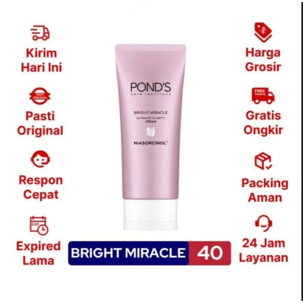PONDS CREAM WAJAH KEMASAN 40GR PONDS BRIGHT MIRACLE ULTIMATE CLARITY CREAM