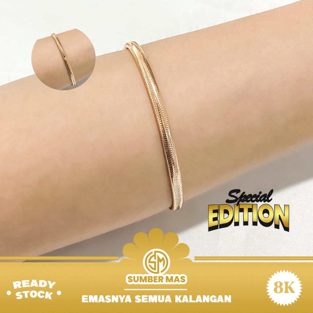 GELANG KOLONG EMAS ORO ITALY FASHION 8K - SUMBER MAS