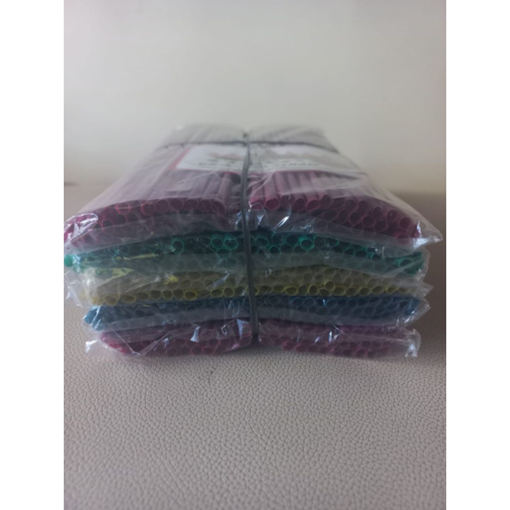 1 ikat(5 bungkus) Sedotan warna-warni / Pipet es limun / Sedotan plastik warna murah