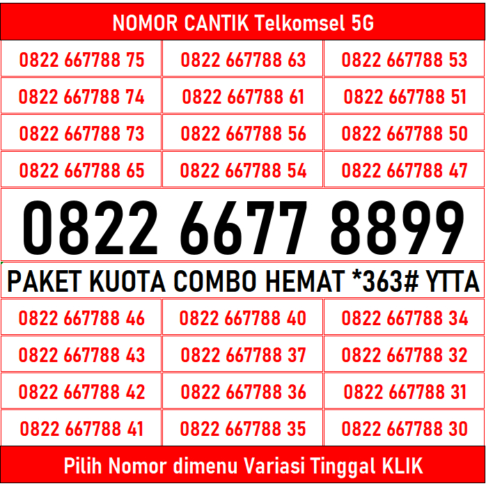 Simcard Kartu Perdana Telkomsel Nomor Cantik