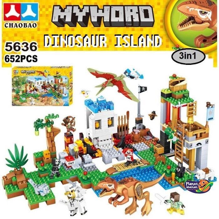 BRICK MY WORLD MINECRAFT DINOSAUR ISLAND SET 3 IN 1 CHAOBAO 5636 BUILDING BLOCK 652 Pcs