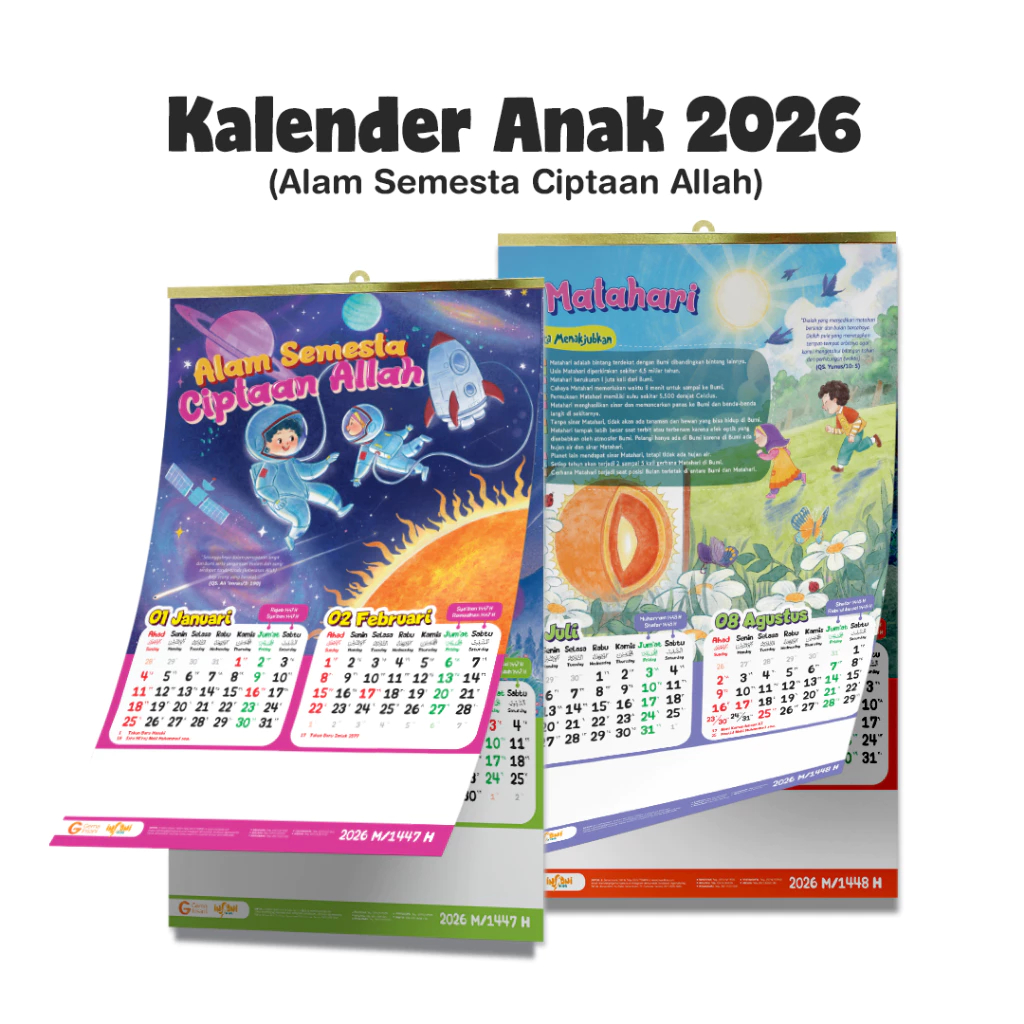 Kalender Anak 2026 - Kalender Anak Muslim 2026 Tanggalan Karakter Penerbit Gema Insani Press
