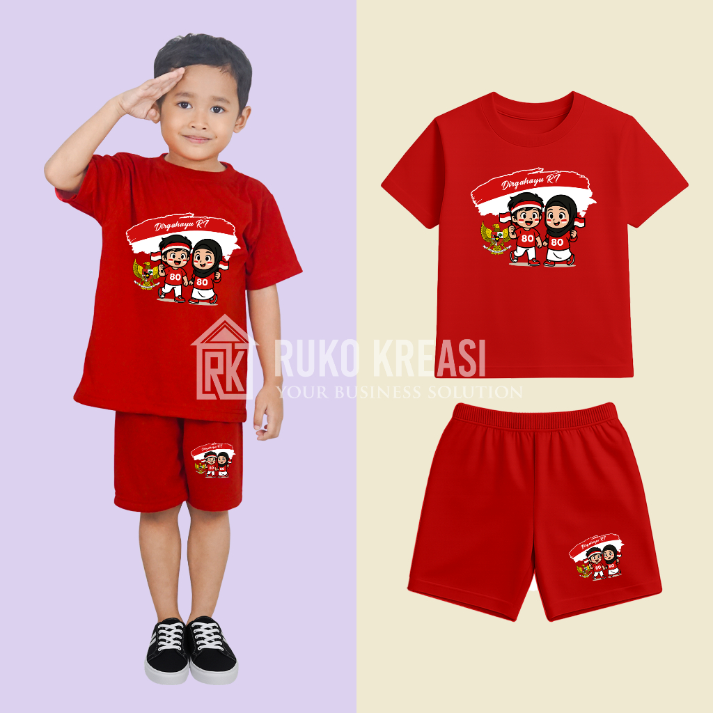 "No SPayLater" Baju merah putih agustusan anak / Setelan merah putih agustusan anak / kaos merah put