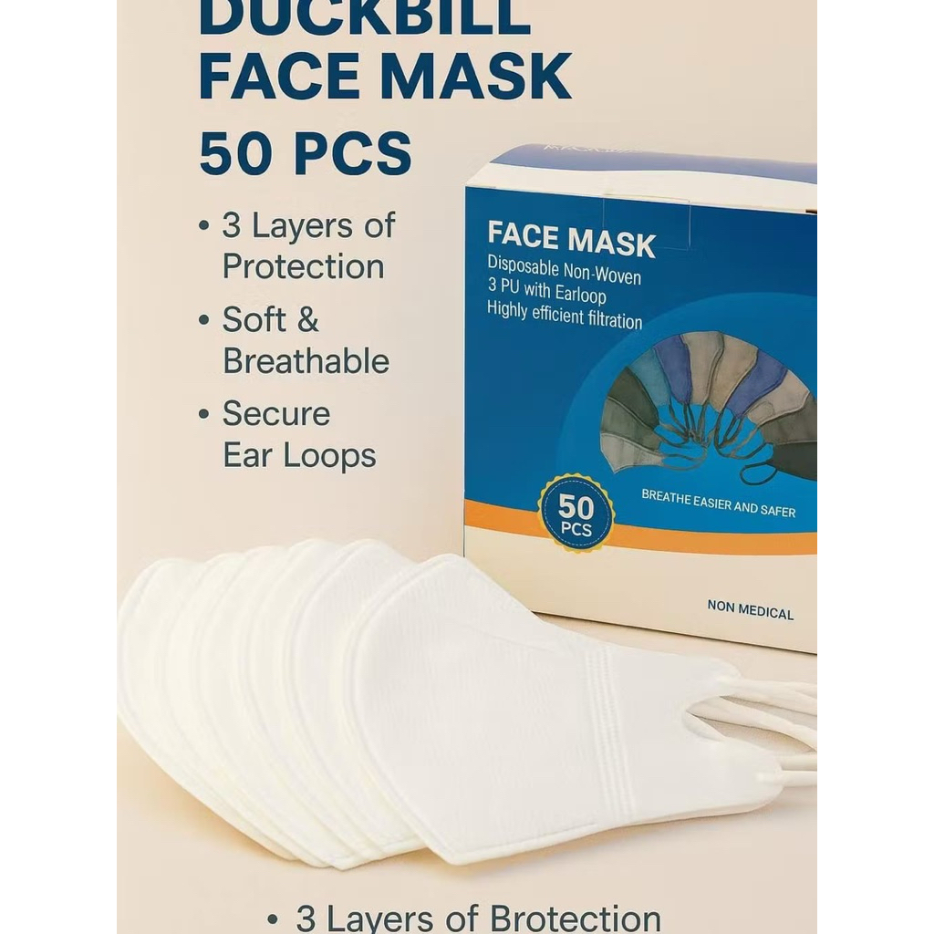 MASKER DUCKBILL isi 50 / masker duckbill putih ISI 50 PCS