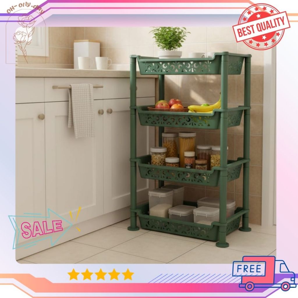 RAK 4SUSUN PLASTIK SUSUN / RAK BUMBU DAPUR / RAK KOSMETIK / RAK SERBAGUNA