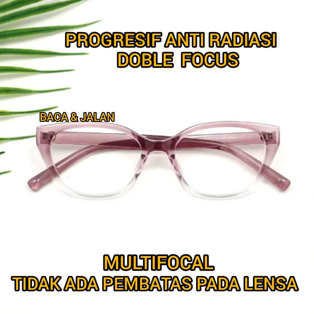 KACAMATA PLUS BACA DAN JALAN PROGRESIF ANTI RADIASI WANITA PRIA FRAME 85012