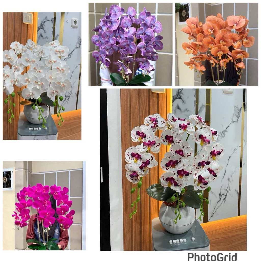 Anggrek Latex Premium 3 Canang Pot Bola PUTIH Dekorasi Rumah minimalis