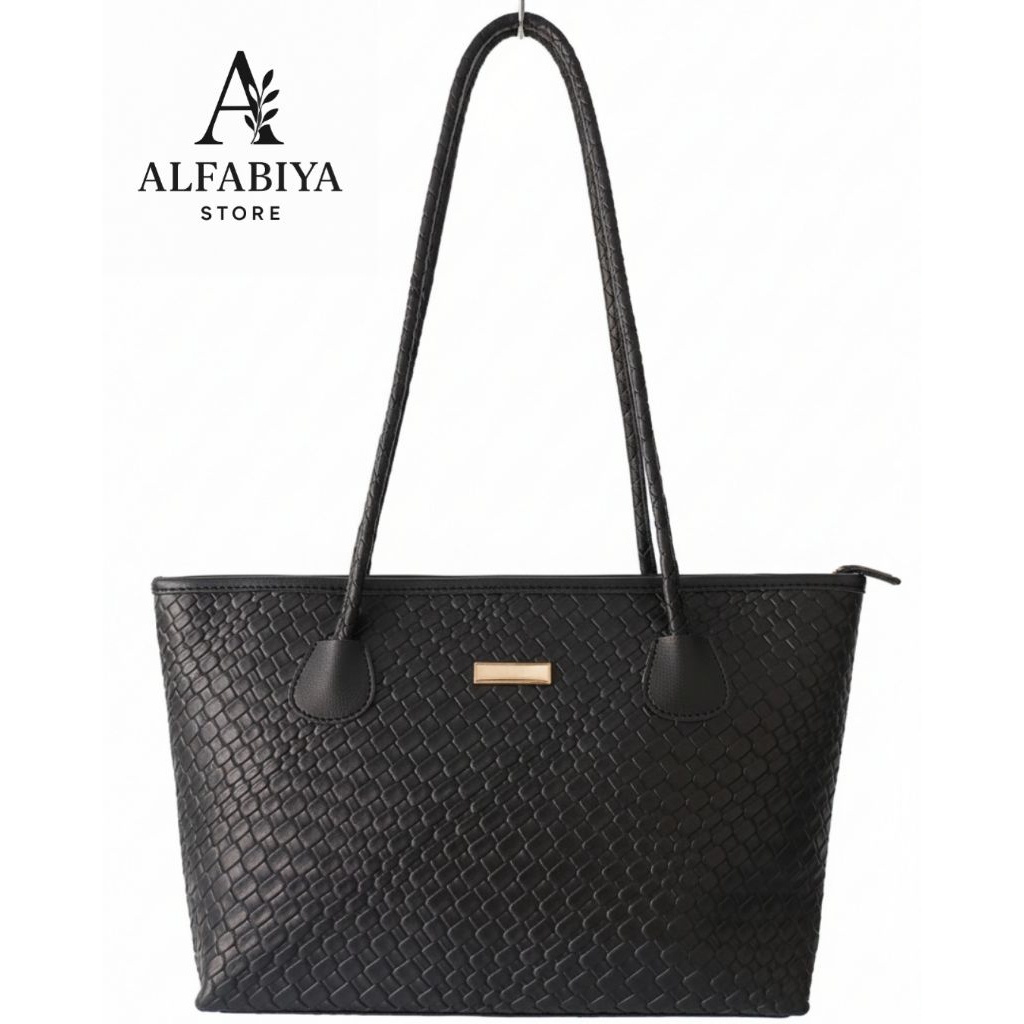 Tas Baru - Black Elegance Tote Bag - Tote Bag Wanita Simple Hitam