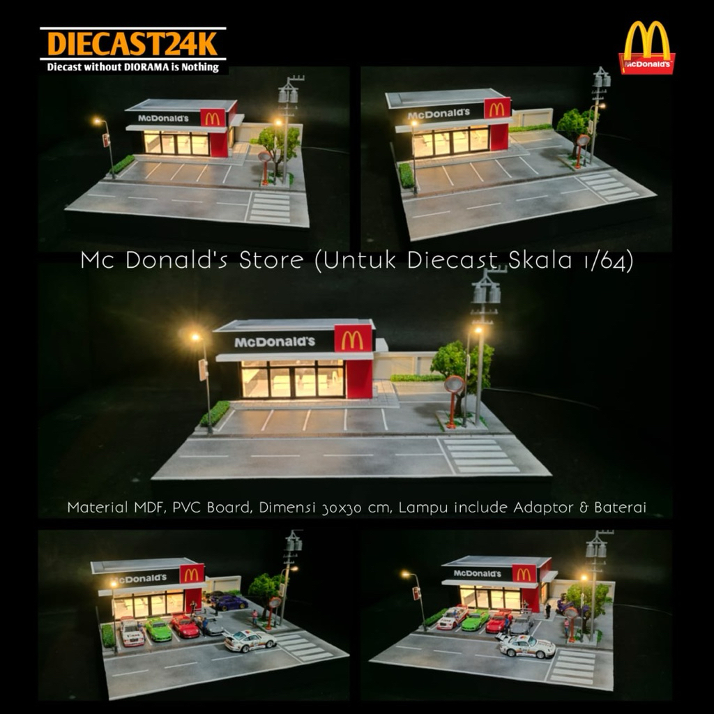 Diorama Indomaret, Alfamart, Starbucks, Burger King, McDonalds, Lawson, Mixue, Bank, Kastem (1/64)