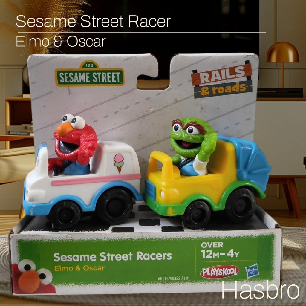Kado Balita Playskool Sesame Street Racer - Elmo & Oscar. Original Hasbro