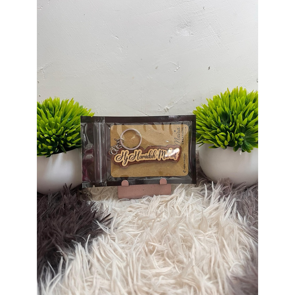 Gantungan Kunci Nama Custom Triplek 3mm & Triplek Putih Laser Cutting - Souvenir Unik