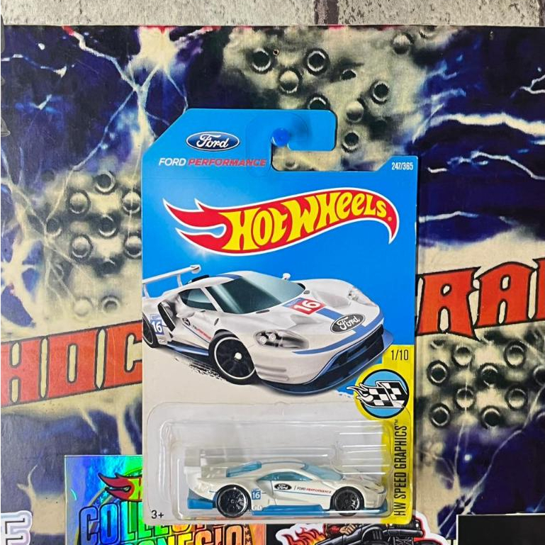 T - HOT WHEELS HOTWHEELS 2016 FORD GT RACE PUTIH BIRU