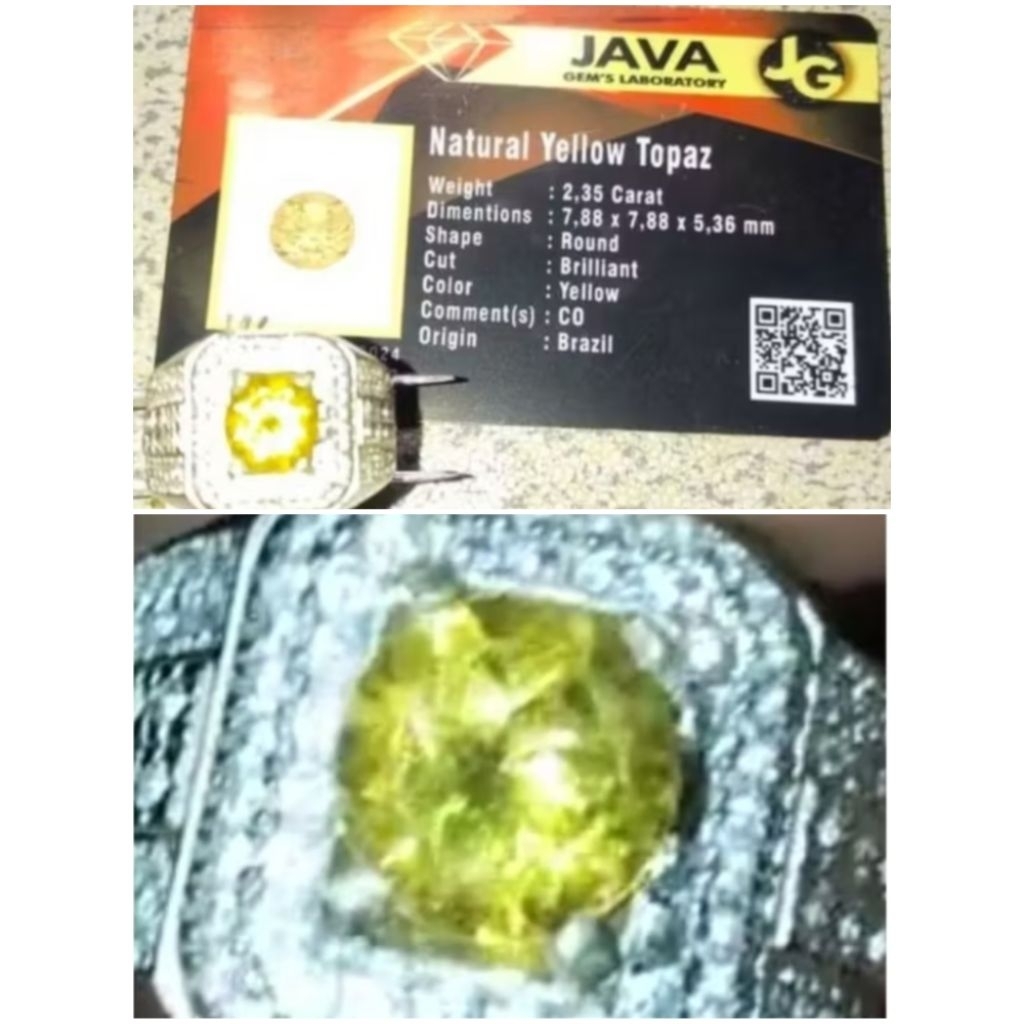 Natural Yellow Topaz  + Memo kode ; 54