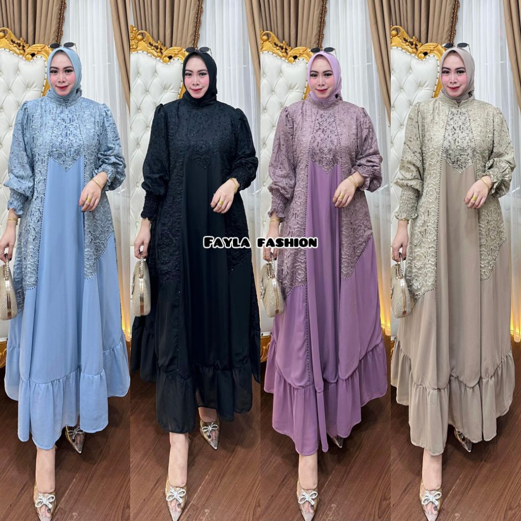 RANNY Dress Jaguar Organza Premium Mix Ceruty Babydoll Premium Payet Depan Belakang