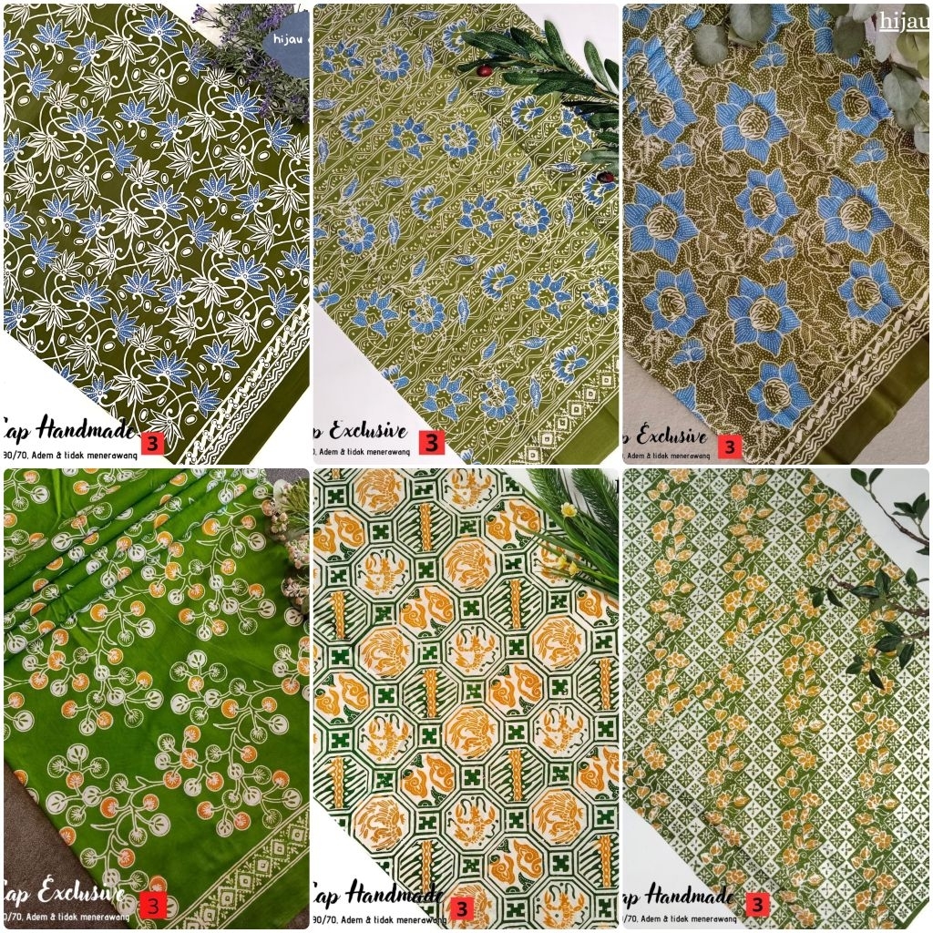 Kain Batik Hijau Kuning Bahan Katun Premium Banyak Pilihan Motif Ukuran 2meteran