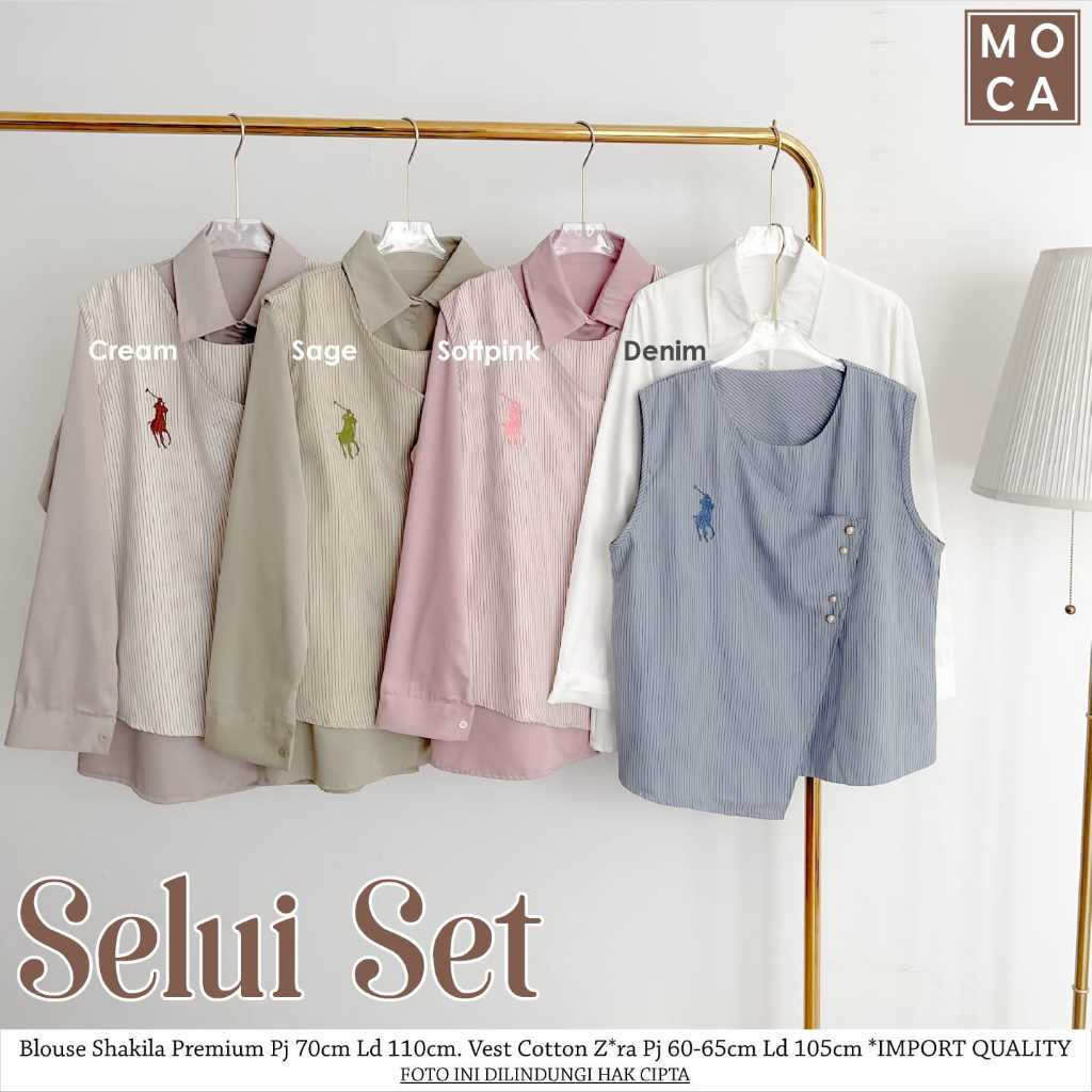 SELUI BLOUSE SET VEST SHAKILA MIX COTTON PREMIUM ADEM NYAMAN ELEGAN BY MOCA