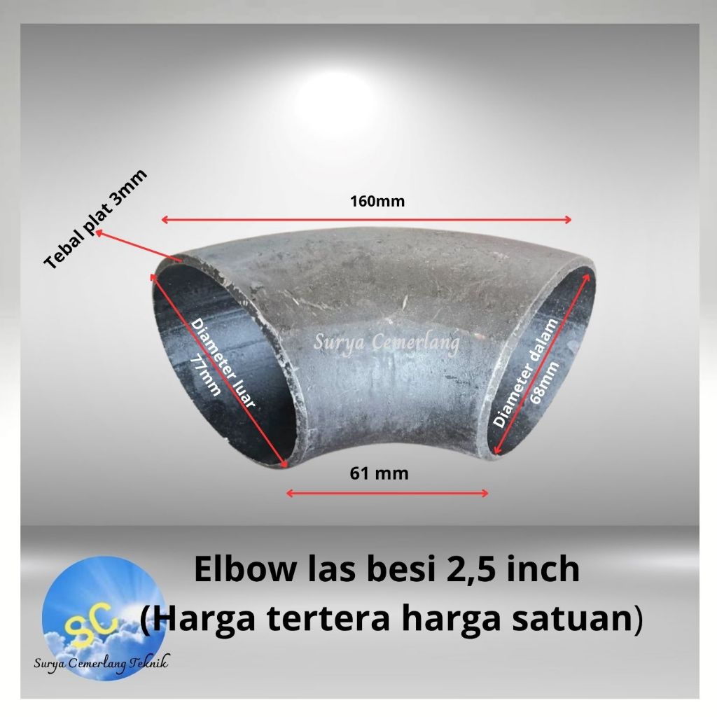 Elbow Las Besi 2,5 inch  Pipa Las / Elbo Lbow Keni Knee Pipa Las Knee Penyambung Pipa Besi 2 1/2 inc