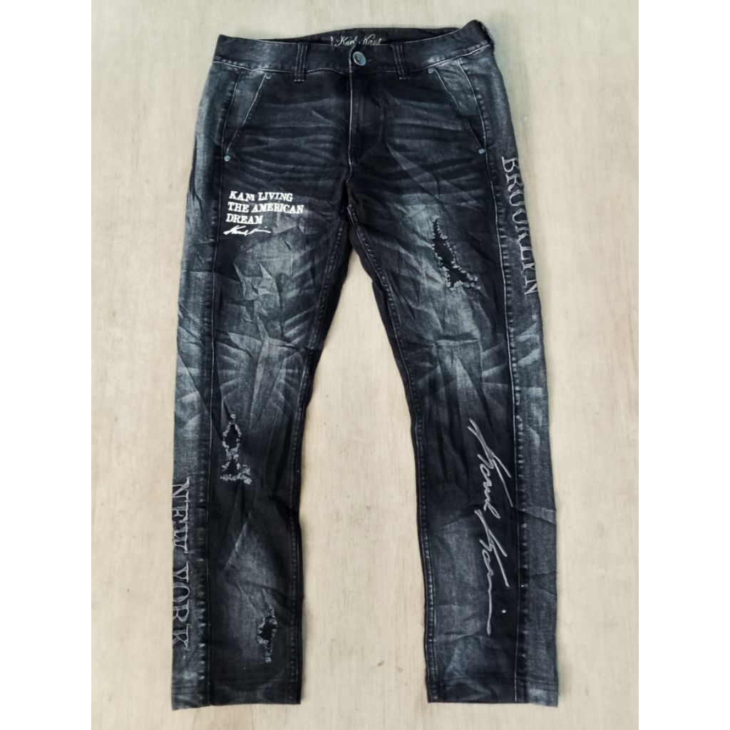 JEANS KARL KANI VINTAGE 1989 BORDIR RIPPED ORIGINAL
