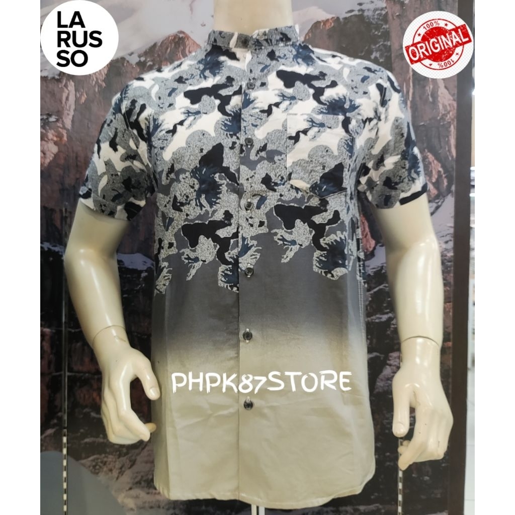 Larusso kemeja pendek pria printing original