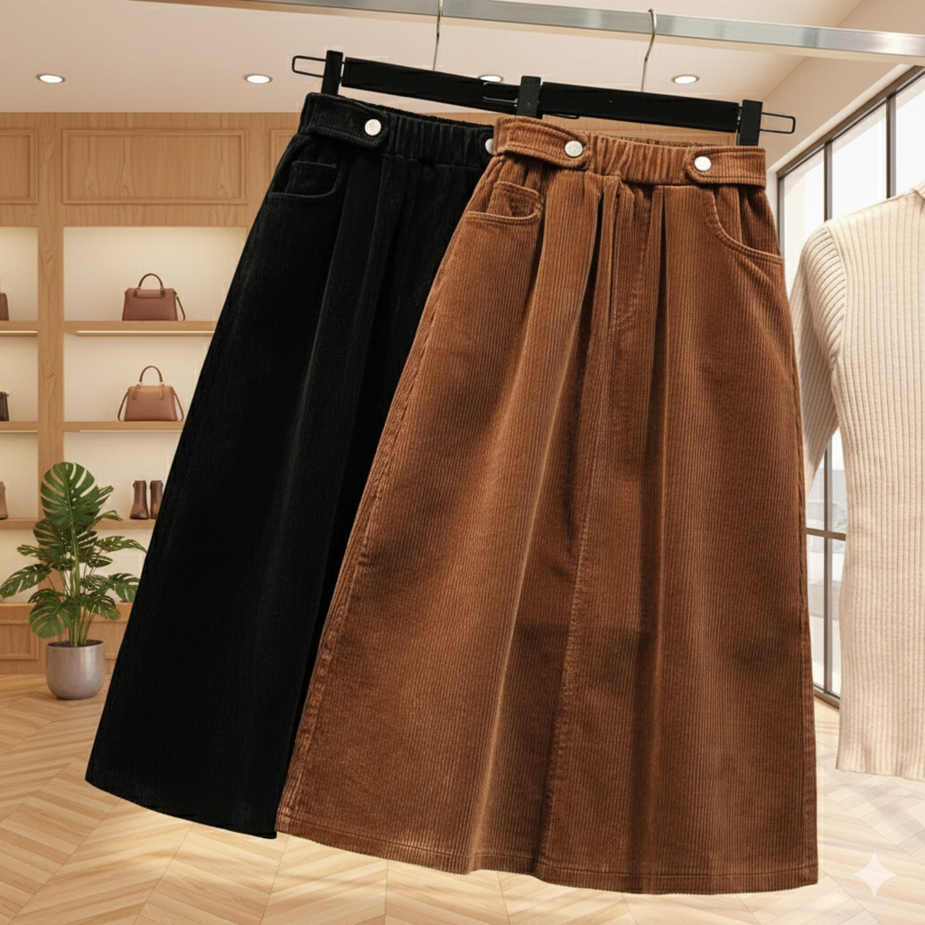 rok wanita curduroy vintage skirt korean style jumbo