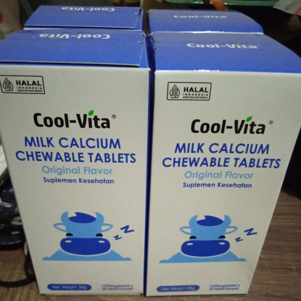4 box Cool vita milk calcium chewable tablet peninggi badan