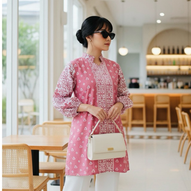 Shanaya Batik Tunik Zipper Depan Adinda Batik Cap Garutan