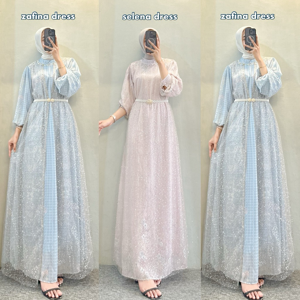 ELENA - selena dress zafina dress wanita lebaran kekinian | dress ceruty tile gliter model terbaru k