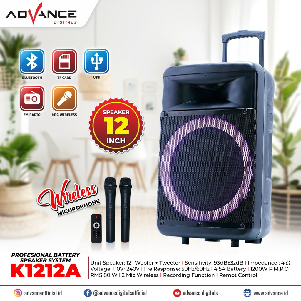 ADVANCE DIGITALS K1212A – Professional Battery Speaker System