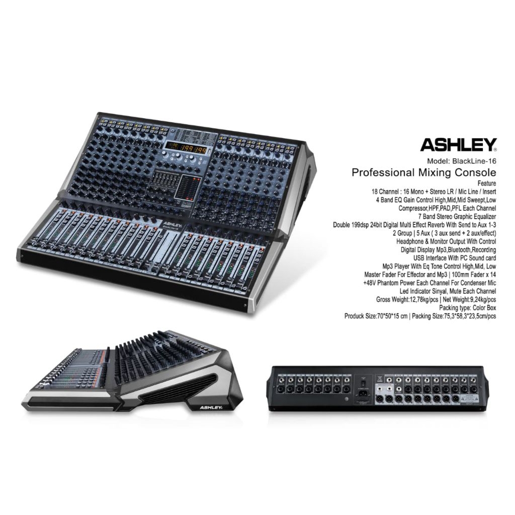 mixer audio ashley 16 channel blackline 16 mixer bluetooth 199dsp original garansi.