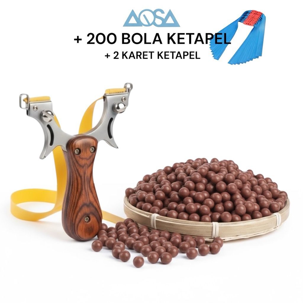 ketapel stainless steel 304 full set dengan 200 p3luru dan 2 karet slingshot