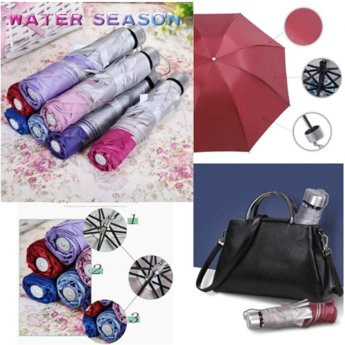 Payung Lipat Polos Anti UV Payung Lapis Silver Anti panas dan Hujan