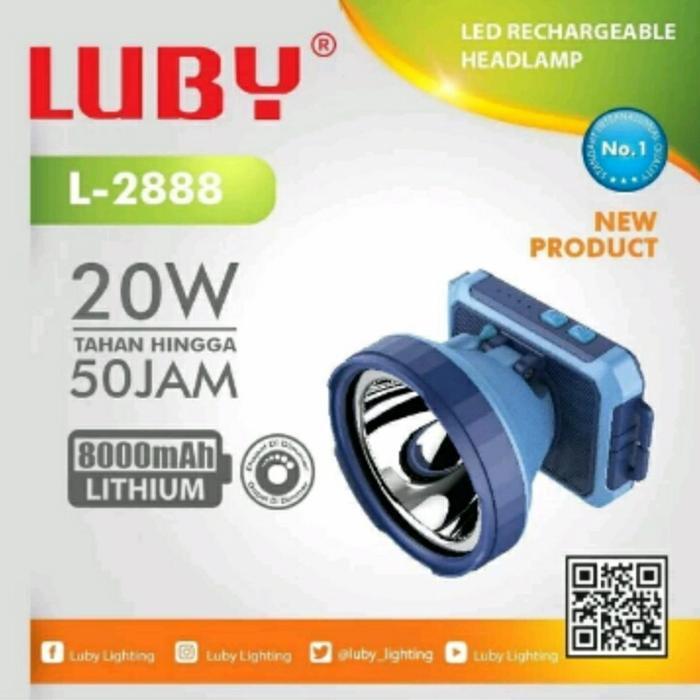 senter kepala luby 20 Watt tahan lama L - 2888 baterai 8000mah Luby L- 2888L / L- 2888K head lamp