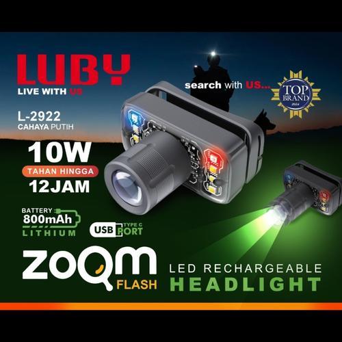 Senter Kepala Luby Zoom 2922 10 Watt Headlamp LUBY Original Tahan 12 Jam