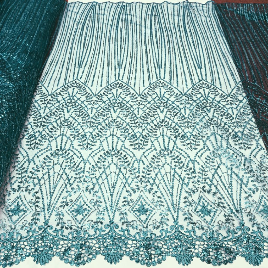 Bahan kain tile/tulle Payet Sequin |tile bordir pinggir