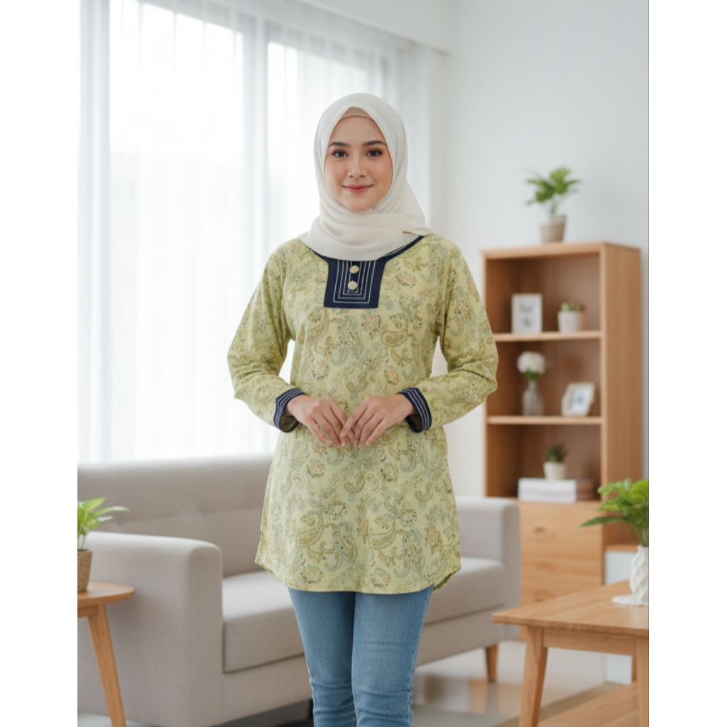 Atasan wanita/Tunik wanita/Atasan hijab/Baju vintage orang tua PRELOVED