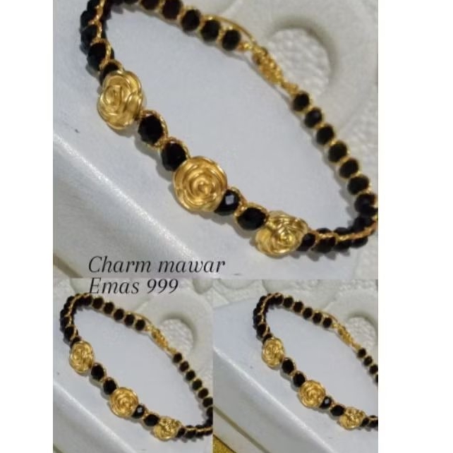 gelang samapura riques charm mawar/teratai/yenpao 24k