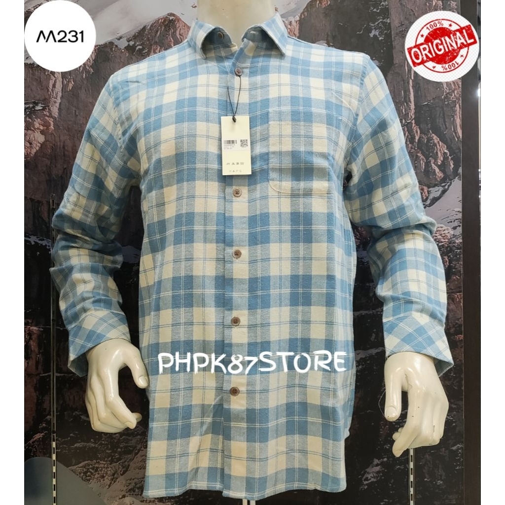 M231 Kemeja panjang pria kotak-kotak,kemeja panjang slimfit original
