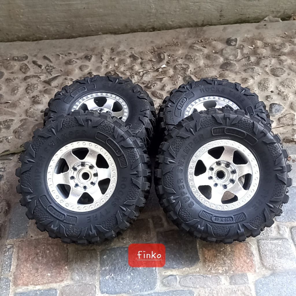 rc part, 4 pcs velg plastik chrome beadlock 2.2 + ban soft, hex 12