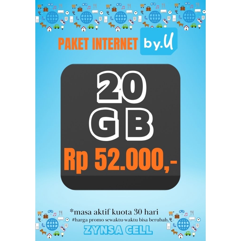 Paket Data By.U 18/20 GB Data Internet
