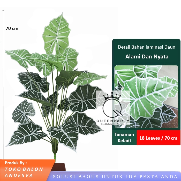Daun Keladi Talas 18 cabang / Tanaman Keladi Talas / Daun Aglonema Plastik Bunga Hias Artificial
