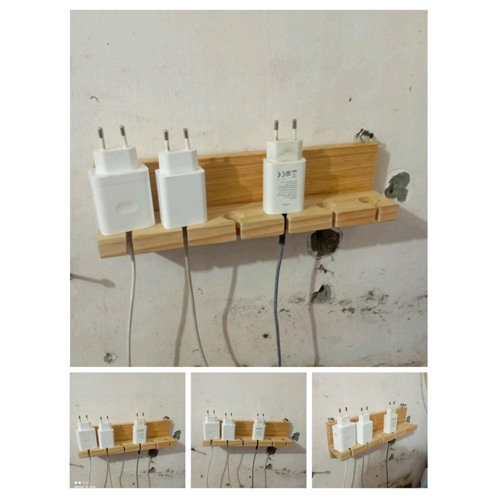Rak gantung penyimpan kabel casan dan USB/rak kayu pengatur kabel casan dan USB/rak organizer kabel