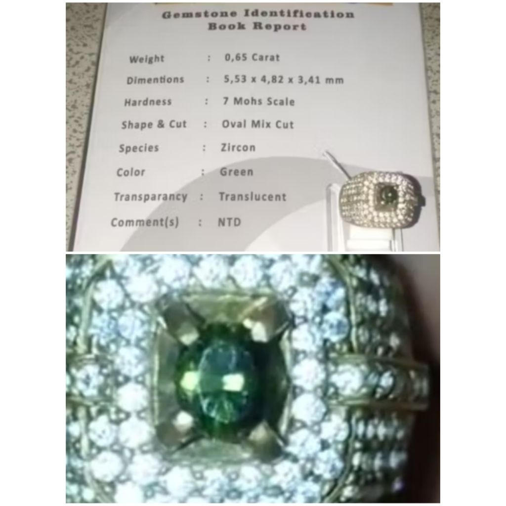 Natural Green Zircon + Setifikat, Kode 242