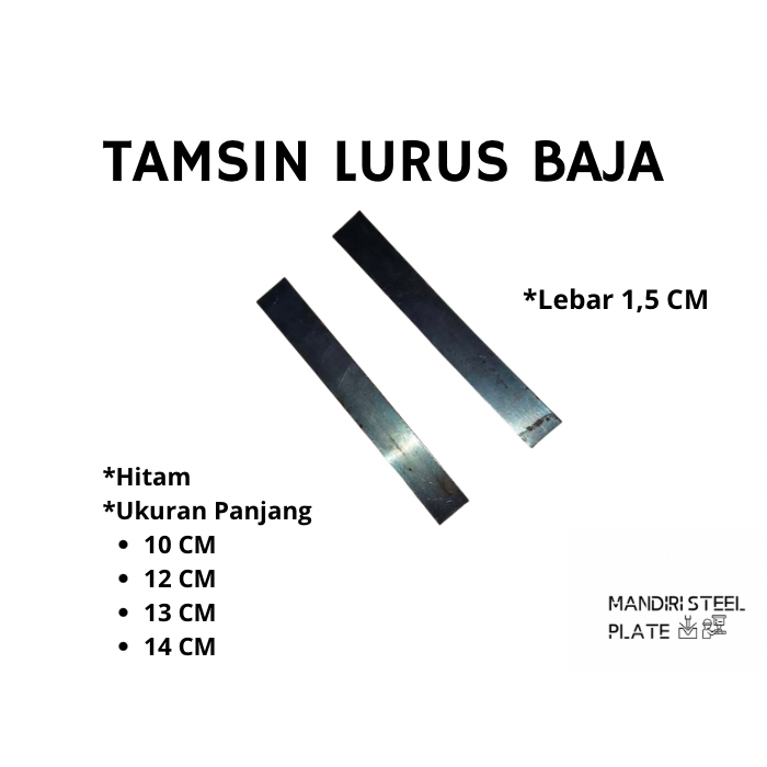 Tamsin Baja Lurus Hitam 10CM 12CM 13CM 14CM Untuk Insole Sepatu Sendal