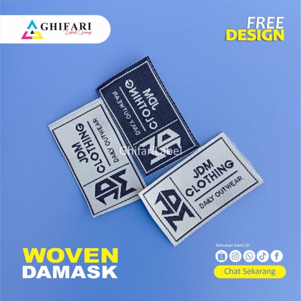 label pakaian 3x6cm Free desain label woven bordir custom woven mask woven lembut/desain custom /lab