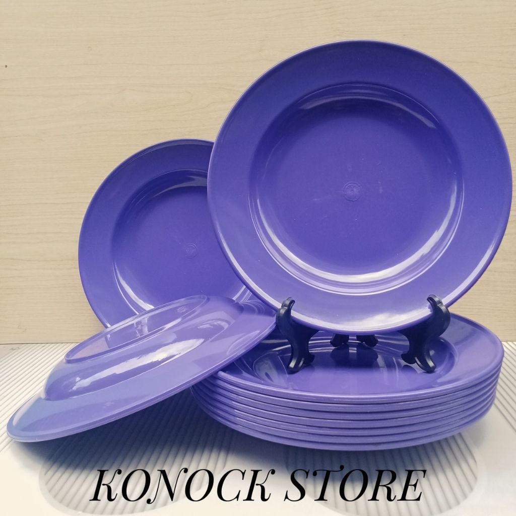 6 PCS PIRING MELAMIN DINNER WARE /PIRING WARNA UNGU PIRING BULAT DIAMETER 23CM ORIGINAL BERKUWALITAS